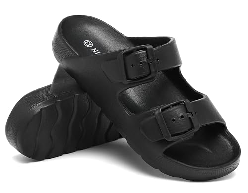 INMINPIN Boys Girls Double Buckle Slide Sandals Comfort Beach Pool Shower Slippers Adjustable Indoor Outdoor Little Kid/Big Kid3