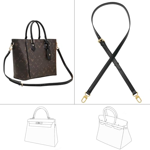 Image of Vachetta Genuine Leather Adjustable Genuine Leather Crossbody Straps Replacement (Black)