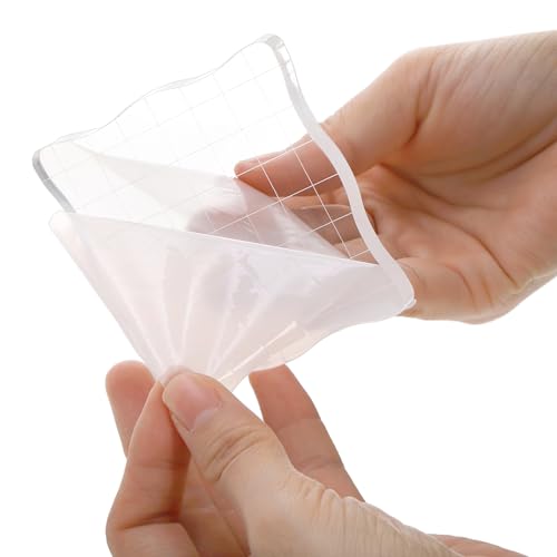 Suwimut 12 Pieces Acrylic Stamp Blocks, Assorted Sizes Clear Acrylic Mounting Blocks Set, Decorative Stamp Blocks Essential Stamping Tools with Grid Lines for Scrapbooking Crafts Card Making - Thumbnail 5