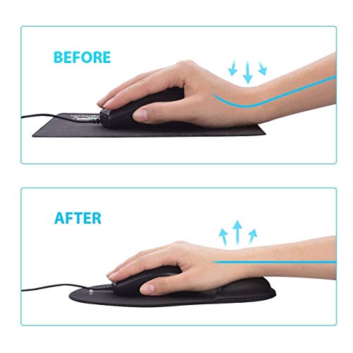 Image of Mouse Pad with Gel Wrist Rest Support, Ergonomic Mouse Cushion with Non Slip Rubber Base Mouse Pad for Laptop, Computer, Gaming, Office (Grey, Oval)