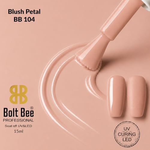 Image of BOLT BEE 15ML Gel Nail Polish 1Pc Clear Pink Glitter Soak off UV LED Nail Art Starter Manicure Salon DIY at Home, 0.5 OZ (104)