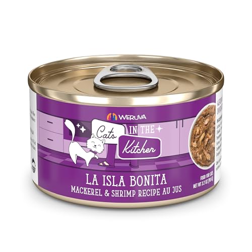 Image of Weruva Cats in The Kitchen, La Isla Bonita with Mackerel & Shrimp Au Jus Cat Food, 3.2oz Can (Pack of 24)