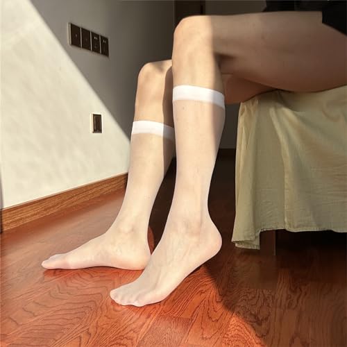 Mens Nylon Sheer Toe Suit Socks Extra Thin Business Dress Socks Stretchy See Through Formal Dress Over Calf Stockings3