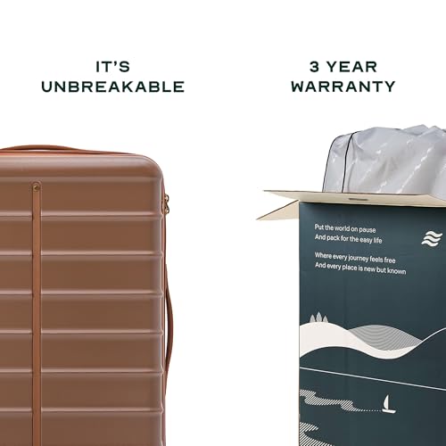 Image of Assembly Odyssey 28 Inch Large Check-in Trolley Bag Hard Shell Polycarbonate Suitcase Lightweight with TSA Lock 8 Spinner Wheels Brown