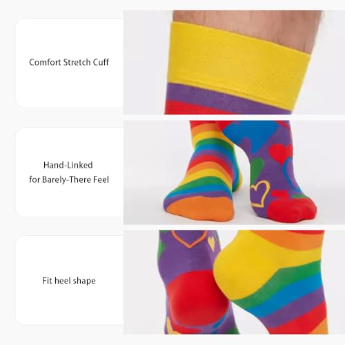 Image of Rainbow Socks for Women, Funky Cute Heart Crew Socks for Adults, Novelty Gifts for Women, LGBT