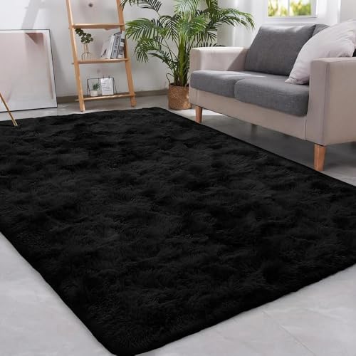 Cozy Fluffy Shag Tappeto per camera da letto e camera dei bambini, morbido tappeto in peluche per decorazione della cameretta e del soggiorno, grande, grigio chiaro, 160 x 230 cm, soluzione per