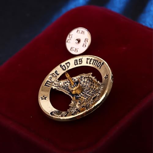 Image of HETICA Vintage Brooch - Gold Eagle Pentagram Round Fashion Brooch for Men Women