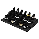 BAODBF Ringhalter Samt,18 Ringständer Schmuckständer,Ringkegel Schmuck Aufbewahrung Organizer,Schmuckhalter für Geschäfte & Zuhause,21×12×6cm(schwarz)