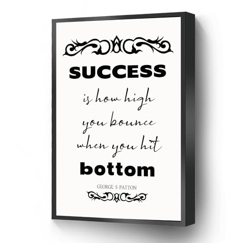 Success Is How High You Bounce When You Hit Bottom Inspirational Modern Canvas Wall Art George S Patton Poster For Living Room Bedroom Office School Wall Decor Ready To Hang(Metal Framed 8' X 10')