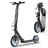 ZQHQKJ Scooter for Kids Ages 6+, Teens and Adults, 4 Adjustable Levels, Max Load 300 LBS, Foldable 9IN Big Wheel Adult Scooters with Hand Brake & Shock Absorption, Bearing ABEC9,Dark Gray