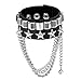 PiercingJ Punk Rock Various Skull Link Chain Black Leather Bracelet Cuff Wristband Gothic