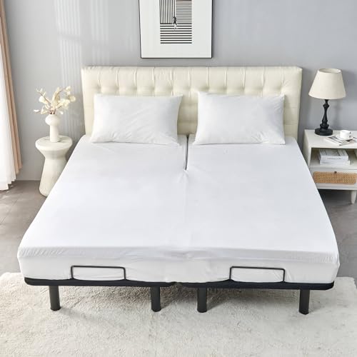 Image of Waterproof 32-34 inch Split Top Queen Mattress Protector for Adjustable Bed Soft Jersey Fitted Matress Cover