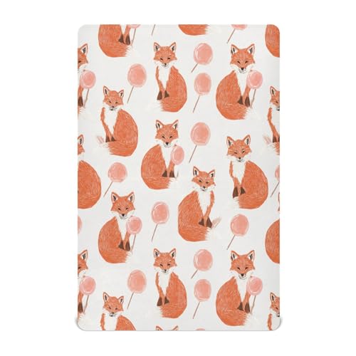Sábanas para cuna de bebé, zorro salvaje, piruleta, blanco y naranja, ropa de cama neutra de 39 x 27 pulgadas
