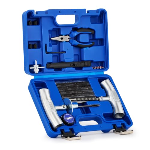 Image of OMT Tire Repair Kit, Tire Patch Plug Kit with T-Handle Tools & Repair Plugs
