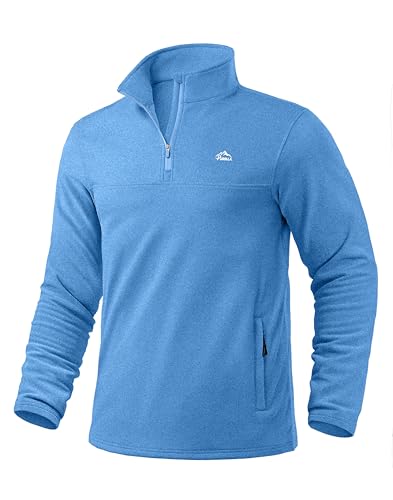 Pudolla Men's Quarter Zip Pullover Sweater Sea Blue XXL