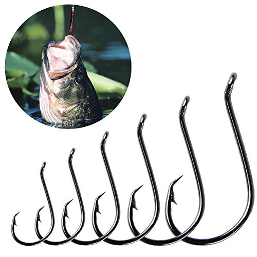 Circle Hooks Saltwater Fishing Hooks, 150Pcs Fishing Circle Hooks 2X Strong Offset Octopus Catfish Fishing Hooks Assortment High Carbon Steel Bait Fishing Hooks Kit Size #1 1/0 2/0 3/0 4/0 5/0 #TOP4
