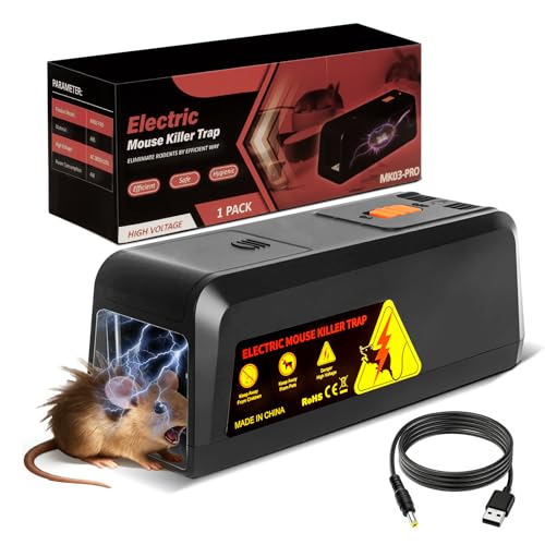 Rattenfalle Elektrisch, Elektrische Mausefalle 2800V Hochspannung – Großes Einlassdesign für Ratten & Mäuse, Tötet Ratten Sofort und Schmerzlos, Wiederverwendbar, Hygienisch