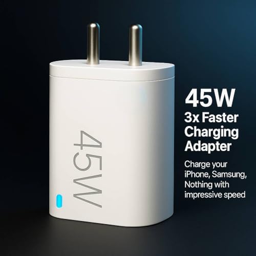 Image of 45W C-Type Super-Fast Charger Adapter Compatible with Samsung Galaxy S25 /S24 /23 /22 /21 /20 (Ultra /Plus /FE /Edge), Note 20 /20+ /10 /10+ /S10 Ultra / (S /A /F /M Series) Type C PD 5.0 Charger Adapter 45 w, White