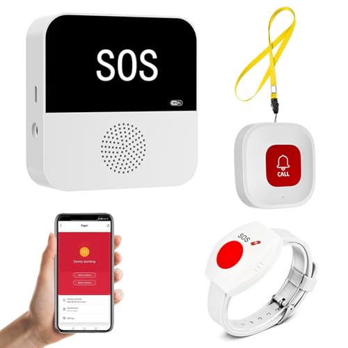 Pulsante di emergenza per anziani chiamata di emergenza senza fili, pulsante di emergenza interno, compatibile con Tuya Smart/Smart Life, (supporta Wi-Fi 2.4 GHz), WiFi Smart SOS Smart Alarm Set