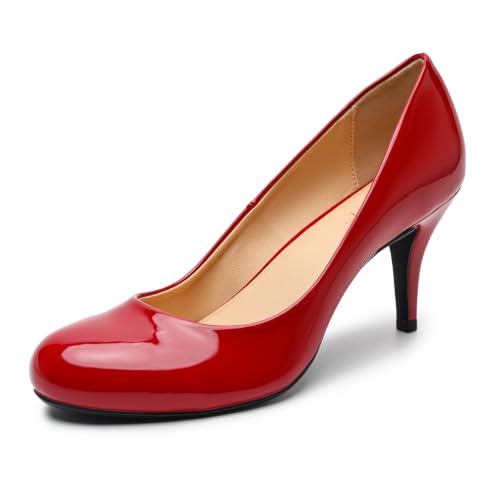 Unisex Women's Men's Classic Round Toe High Heels Pumps 3.3" Stiletto Heels Dress Party Office Comfortable Shoes(HSM-M-2 Black 13) by HeySiMey