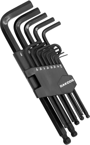 DAKCOS Hex Key Set, 13 Piece Allen Wrench Hex Key Set, Imperial Ball End Allen Key Set 0.05-3/8, L-Key Set for Bike, Household DIY, Black