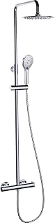 Cabel Top Ther 61224 Columna de Ducha Termostática Cromada con Rociador Ø250 mm y Mango 3 Funciones – Cartucho Sedal – Seguridad 38°C