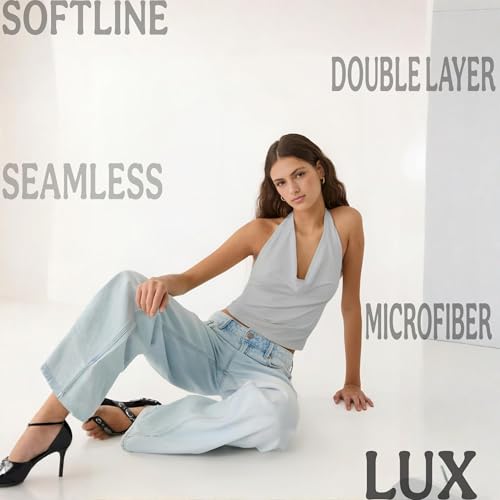 Image of SIGHTBOMB SOFTLINE Double Layered Cuddle Baby Cowl Neck Halter Seamless Ultra Soft Sleeveless Formal WEAR /Casual WEAR TOP for Women