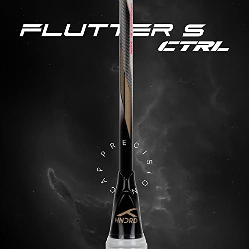 Image of Hundred Flutter S CTRL Carbon Fibre Strung Badminton Racket with Full Racket Cover for Intermediate Players