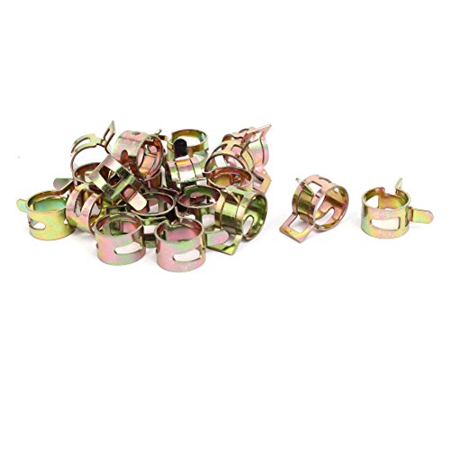Aexit 16mm Inner Clamps Dia Yellow Zinc Plated Water Pipe Fuel Line Hose Clamps Strap Clamps Clips 20pcs