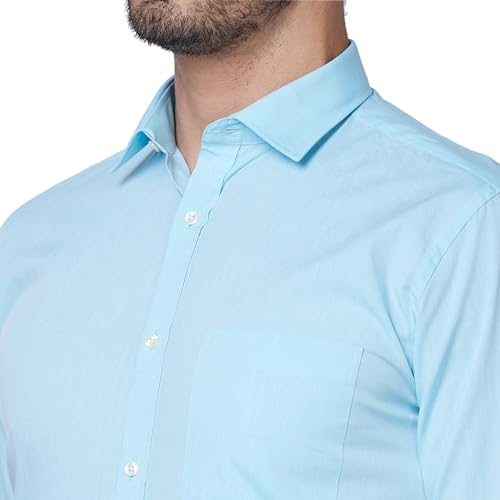 Image of Park Avenue Men Slim Fit Fil-A-Fil Pattern Pure Cotton Semi Cutaway Collar Full Sleeve Formal Shirt