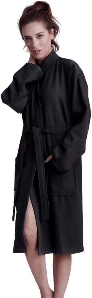 Womens Cotton Waffle Weaved Bathrobe - Absorbent & Quick Dry - Lightweight & Soft - Spa/Hotel Robe for Women