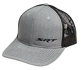Dodge SRT Snapback Trucker Hat – Heather Grey & Black Mesh Cap – Embroidered in Detroit, Adjustable 7-Position Closure
