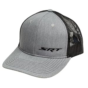 Dodge SRT Snapback Trucker Hat – Heather Grey & Black Mesh Cap – Embroidered in Detroit, Adjustable 7-Position Closure
