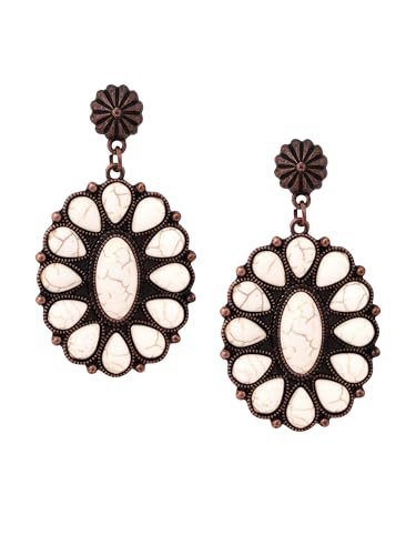 MINACHI Vintage Bohemian Created White Turquoise Dangle Drop Earrings, Boho Summer Jewelry Gift for Women (4)