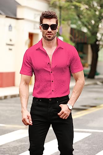 Runcati Mens Button Down Shirt Casual Short Sleeve Solid Color Hippie Yoga Plain Summer Beach Tops2