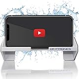 Driptronics - Shower/Mirror Bathroom Phone Holder/Wall Mount/Shelf Compatible with Any Size Waterproof Phone, Window, Glass, Reusable, Selfie ,Make-up, Music, Videos, Shaving (White)