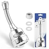 GAEVAZ® Aireador Grifo Cocina 360º Giratorio – Extensible, Antisalpicaduras, Ahorro de Agua – Adaptador Universal Fácil Instalación (22 mm Macho y 24 mm Hembra) (Aireador Plateado)
