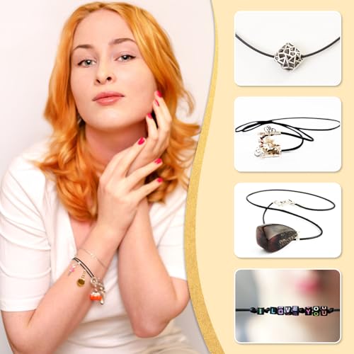 Maqihan WRM-LEATHER CHAINS01 100Pcs Black Necklace Cord - Maqihan Black Waxed Necklace Cord Leather Cord Chain Necklace String Bracelet thumb #5