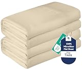Royale Linens 2 Pack Bulk Flat Sheet Set - Top Sheets - Soft 1800 Microfiber - Wrinkle & Stain Resistant - for Hotel, Massage Table, Hospital, Dorm - Twin Flat Sheet Sold Separately (Twin, Sand)