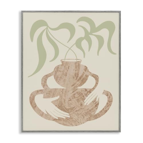 Botanical Leaves Hands Flower Pot, 24 x 30 Inch Framed Giclée Print