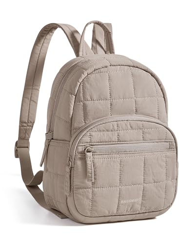 BAGSMART College Laptop Backpack Mini Backpack for Women Lightweight Small Backpack Purse Bookbag for Work College Water Resistant Camel