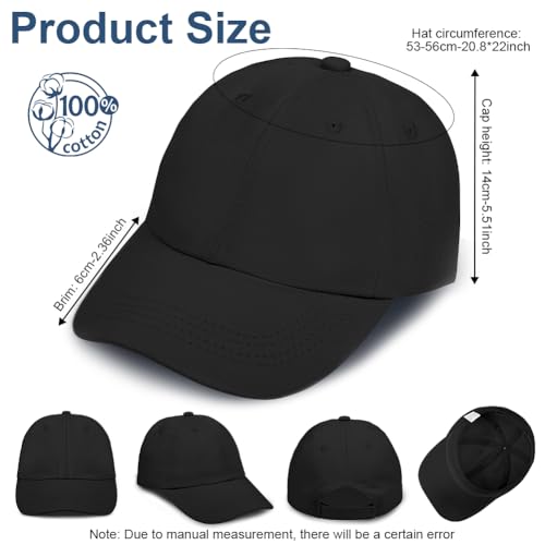 BSBUY Baseball Cap Kids Classic Plain Baseball Hats, Polo Style Baseball Sun-Hat Unisex, Adjustable Sports Casual Cap Breathable Summer Sun Visor Hat Dad Hat for Outdoor Golf Tennis(Black)
