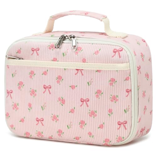 Image of Bluboon Kids Girls Lunch Bag Insulated Lunch Box for school Corduroy Lunch Cooler Organizer School Kids Lunch Tote
