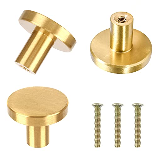 Bohao 3 Pièces Boutons de Tiroir avec Vis, Boutons de Meubles en Or, Boutons Armoire Ronds, Boutons de Tiroir en Laiton Doré Poignée de Meuble, Boutons de Porte d’Armoire Tirroir Commode