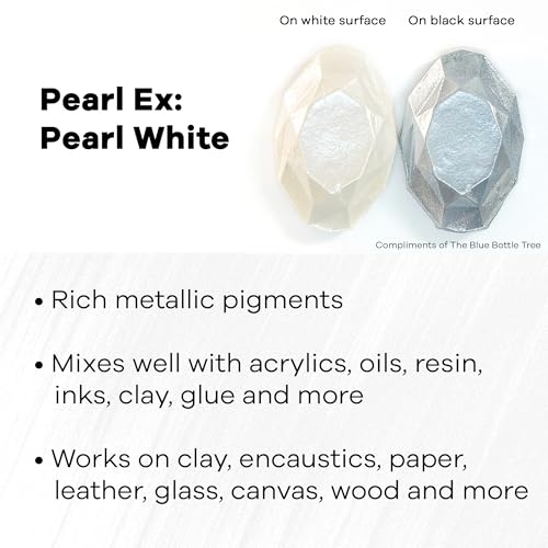 Jacquard Pearl Ex Pigment Powder 0.75 oz Pearl White - Loose Mica Powder for Epoxy Resin, Watercolors, Calligraphy Ink & Clay - Epoxy Pigment Powder - Epoxy Resin Color
