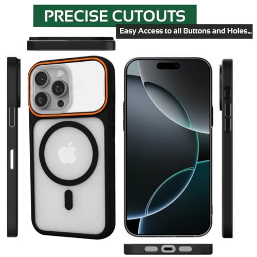 Image of AIBEX Magnetic Compatible Shockproof Case for iPhone 15 Pro - Slim Protective Back Cover with Camera Lens Protection, Strong Magnetic Support, Anti-Slip Grip, Military Grade Drop Protection (Black)