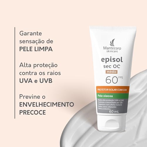Mantecorp Skincare Protetor Solar Episol Sec Oc FPS 60 Médio 60ML, medio