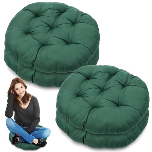 MIUUIPI Coussin d'assise rond, 40 x 40 cm, confortable, pour salon, salle à manger, bureau, chaise de jardin, chaise de balcon, chaise de bureau, intérieur et extérieur (vert foncé)