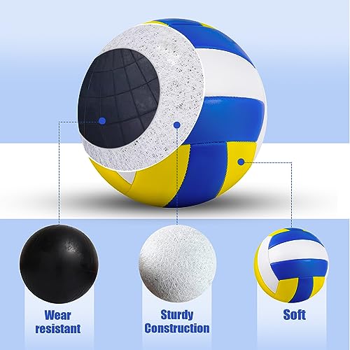 6 Pcs Volleyball Balls Official Size 5, Outdoor Soft Volley Balls with Pump for Womens, Mens, Girls, Youth, Teen and Adult, for Outdoor, Indoor, Beach, Pool, Water and Sand