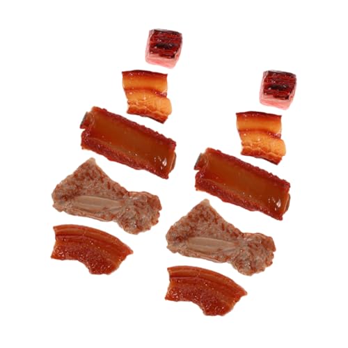 KICHOUSE 10個 模擬肋骨おもちゃ 肉 ベーコン バーベキュー キッチンの装飾 レストランの装飾 調理器具 装飾キッチン用品 ミニフードクッキング ミニフェイクフード 人工食品の小道具 樹脂